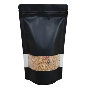 25 x 7g Mylar Bags - Matte Black Window - Stand Up Pouch