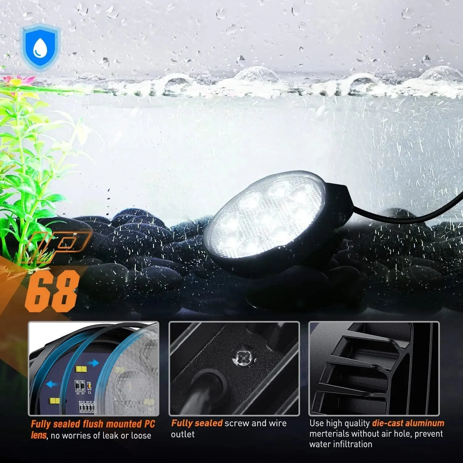 4 Inch 27W 3370LM Round Flood Built-in EMC LED Work Lights (Pair)