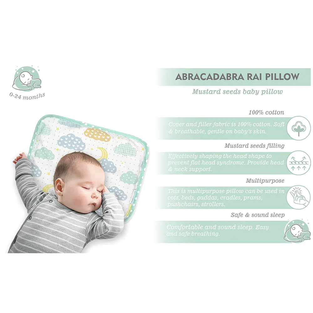 Abracadabra Head Shaping Mustard Seed Rai Pillow With Lavender Essentail Oil (Lost in Clouds) - Sea Green
