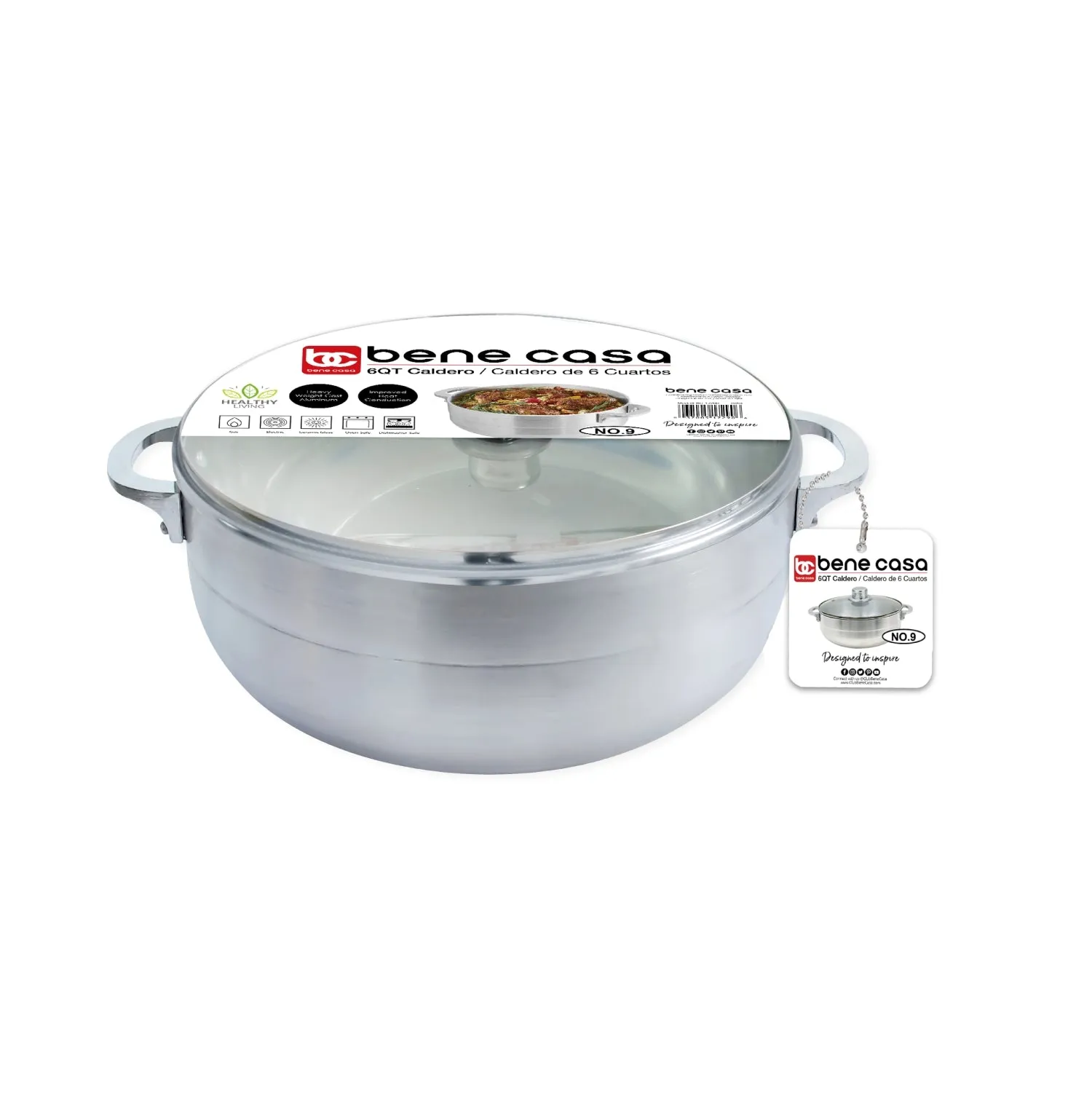 Bene Casa 6-Quart, No. 9 Aluminum Caldero