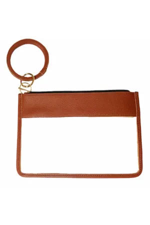clear key ring bag - brown
