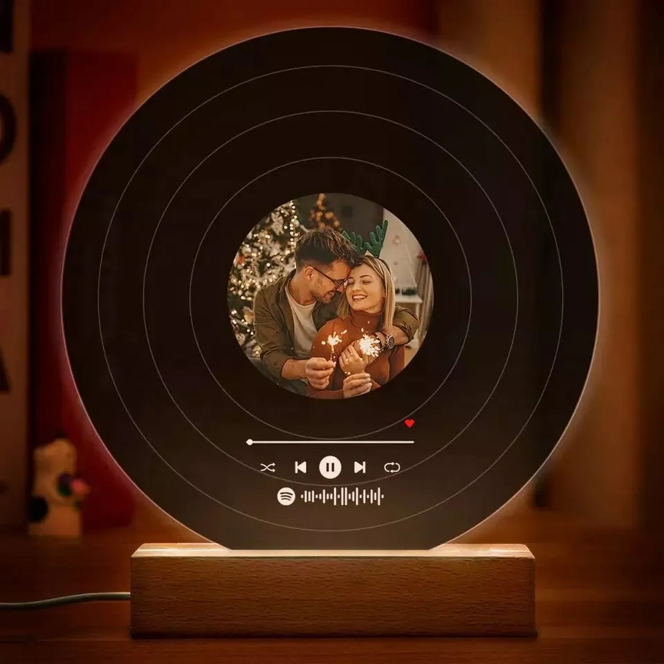 Customized Printed Black Acrylic Music Plaque Night Light Customized Spotify Led Light Lamp