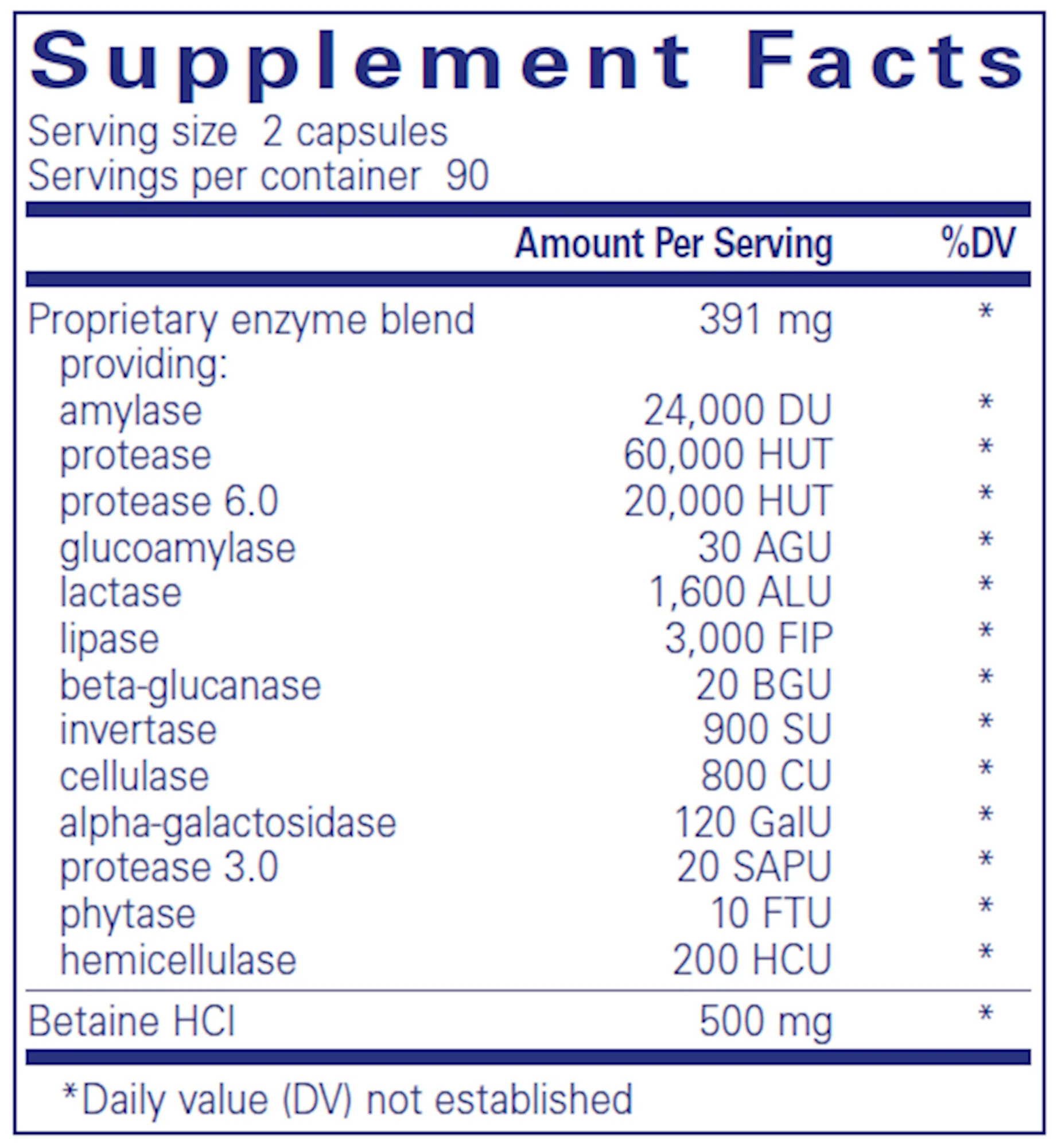 Digestive Enzymes Ultra with Betaine HCl 90 Capsules - Special Order