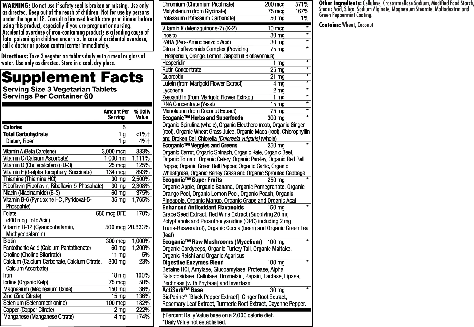 Enhanced Energy® Whole Food Multivitamin VegCaps