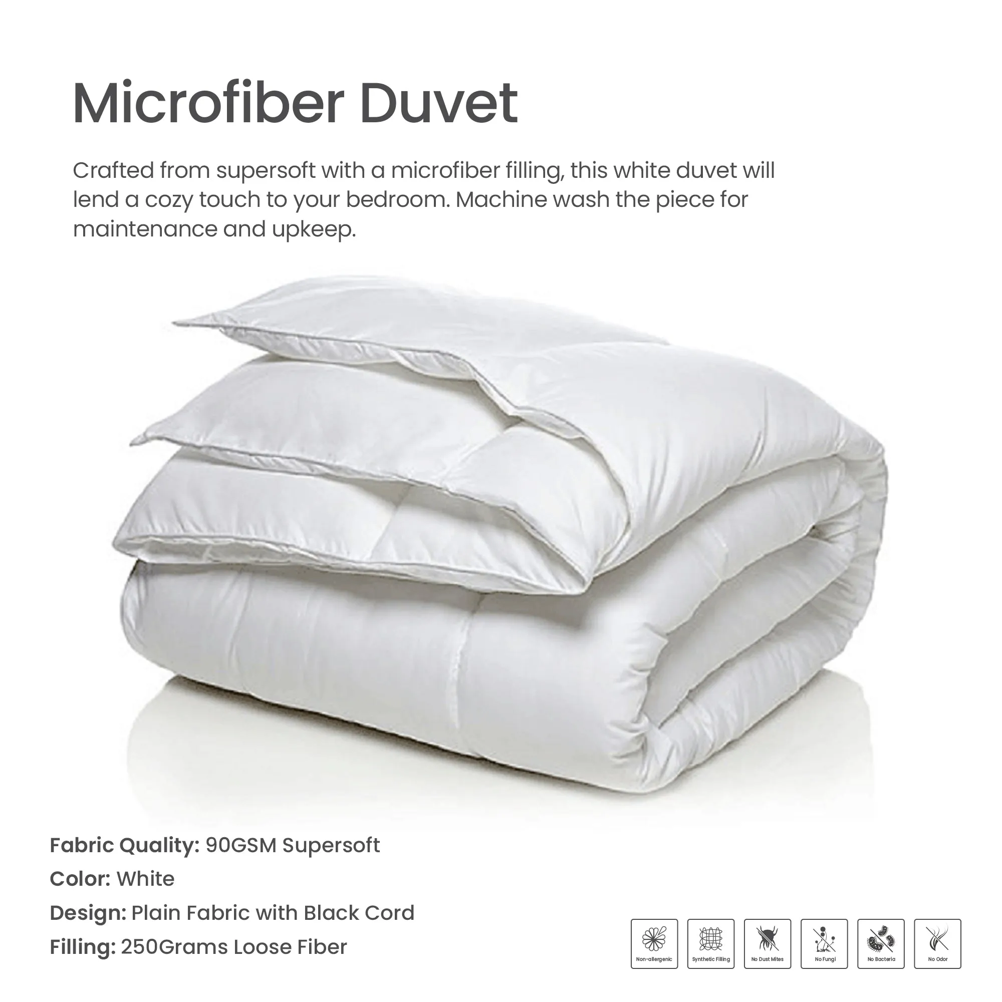 Four Seasons White duvet medium hard filling 160x220cm - White