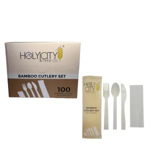 Holy City Straw Company Wrapped Bamboo Cutlery Set
