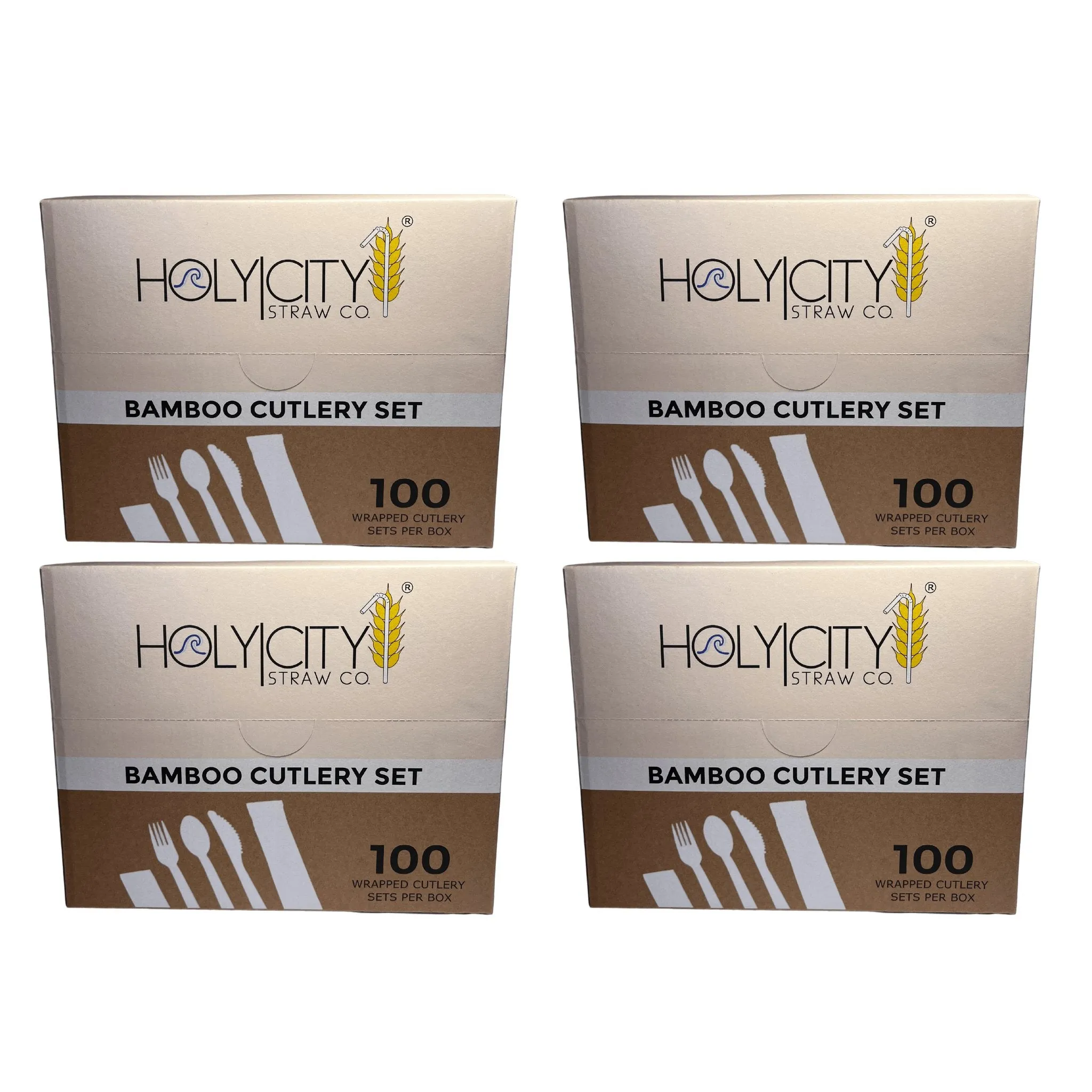 Holy City Straw Company Wrapped Bamboo Cutlery Set