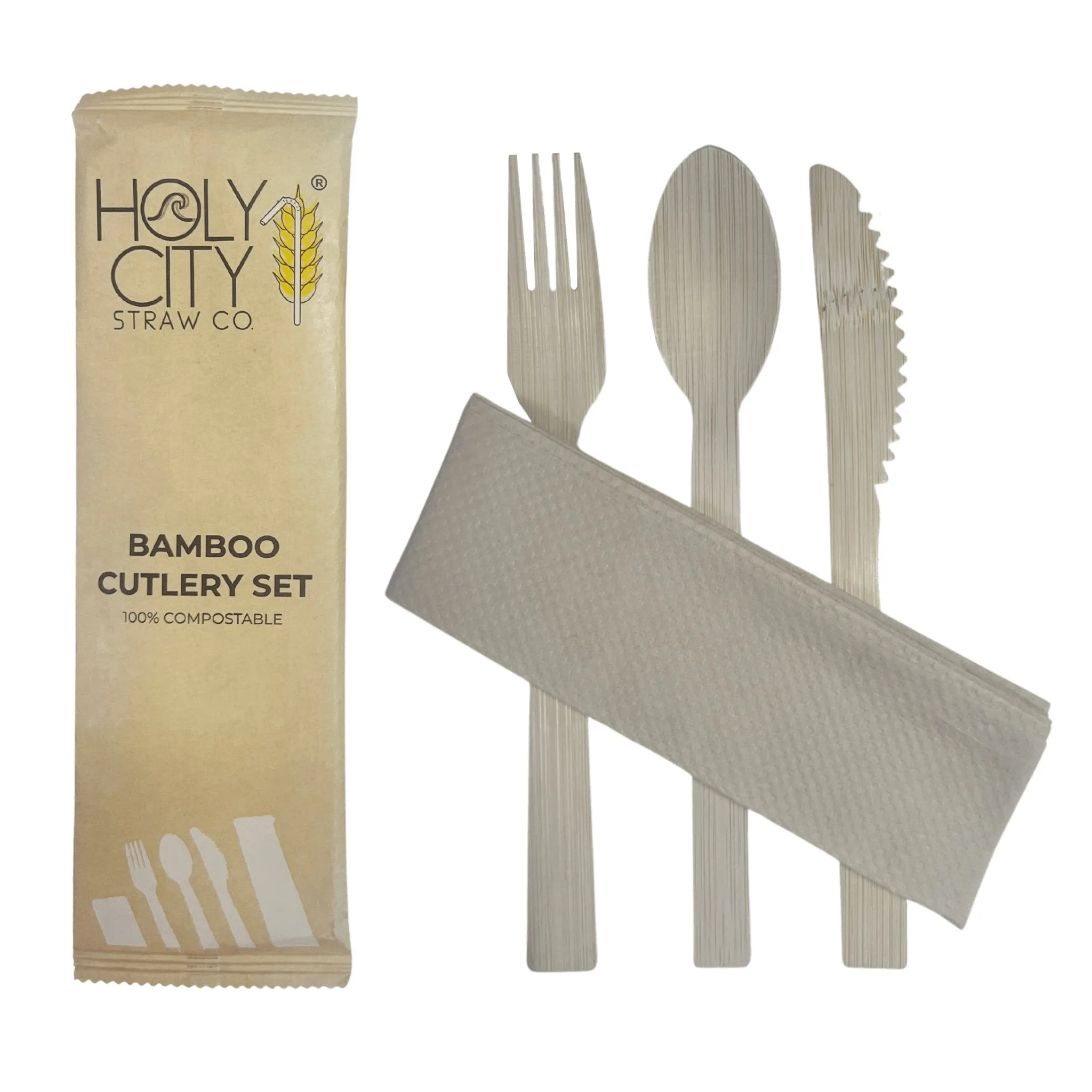 Holy City Straw Company Wrapped Bamboo Cutlery Set
