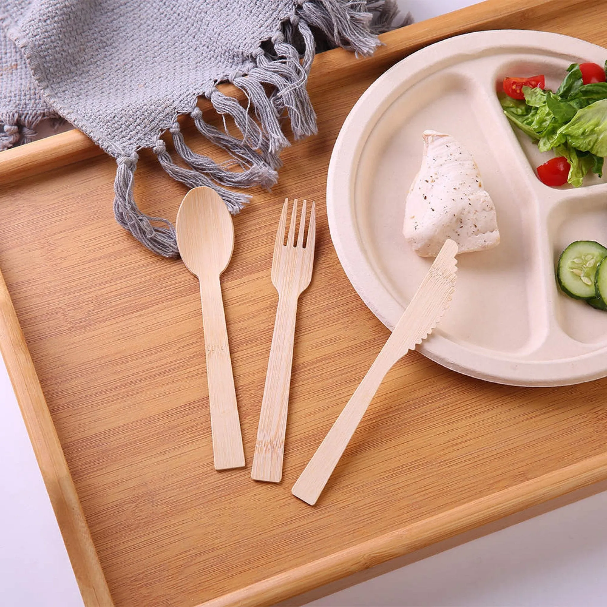 Holy City Straw Company Wrapped Bamboo Cutlery Set