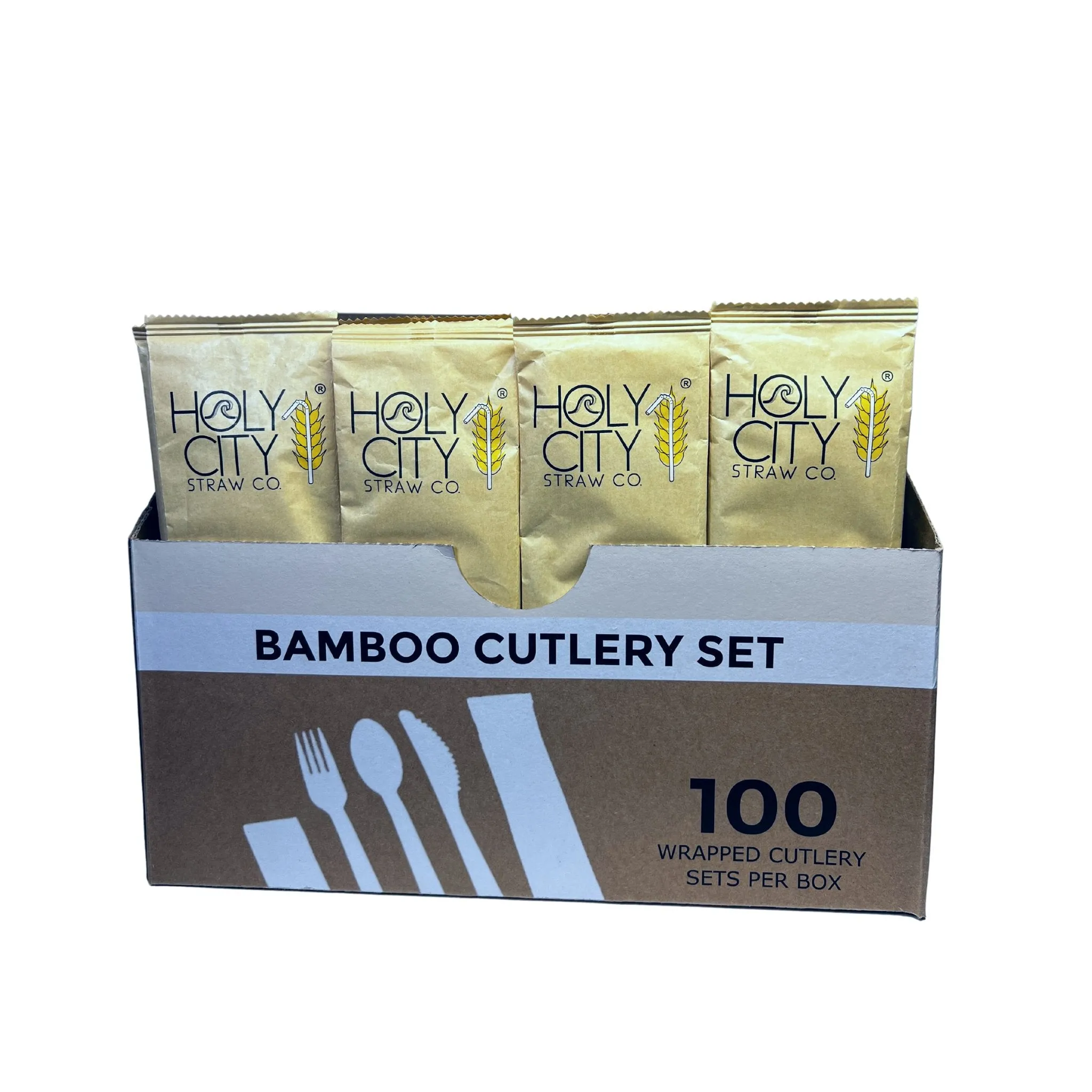 Holy City Straw Company Wrapped Bamboo Cutlery Set