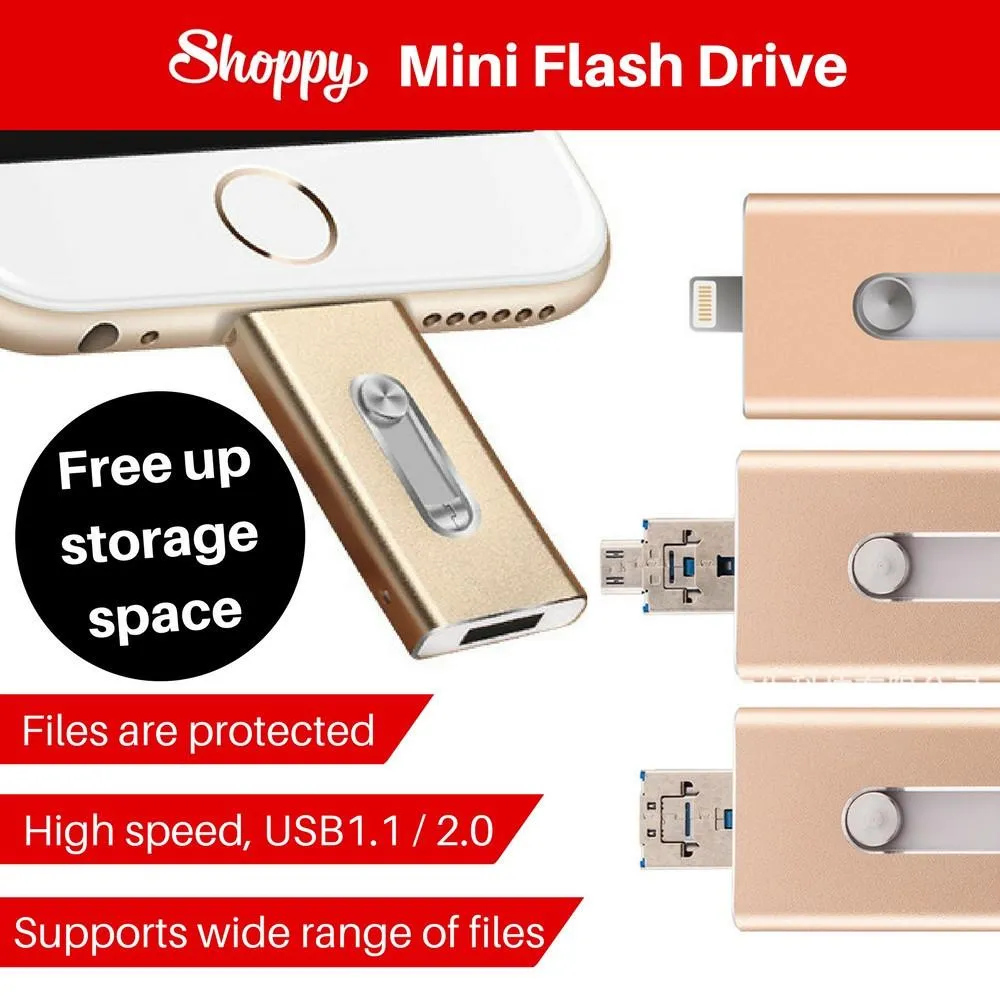 Mini Flash Drive 64GB USB3.0 for iPhone and iPad