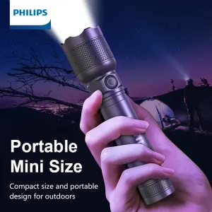 Philips Portable Flashlight 550 Lumens Rechargeable LED Flashlights with Aluminum Alloy Material for Self Defense Camping Hiking