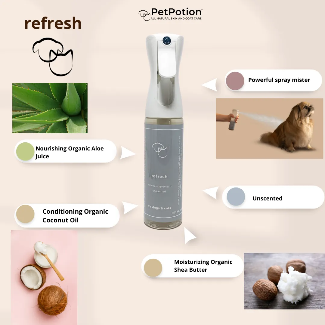 Refresh, Organic, No Rinse, Waterless, Misting Spray Shampoo