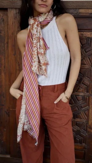 Stripy Blossoms Scarf