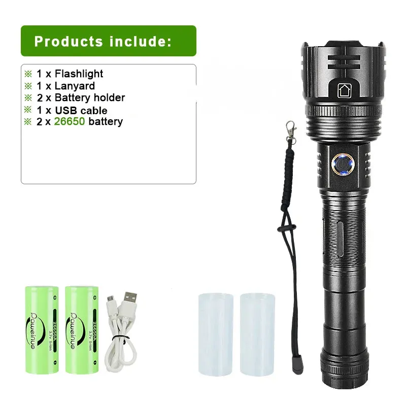 Super Bright Rechargeable Flashlight High Power Led Flashlights Powerful Torch Usb Tactical Lantern Zoom Lighting 1500Meter