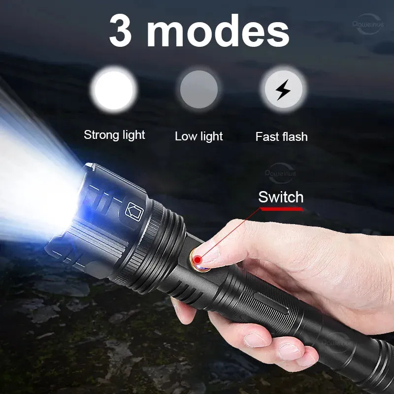 Super Bright Rechargeable Flashlight High Power Led Flashlights Powerful Torch Usb Tactical Lantern Zoom Lighting 1500Meter