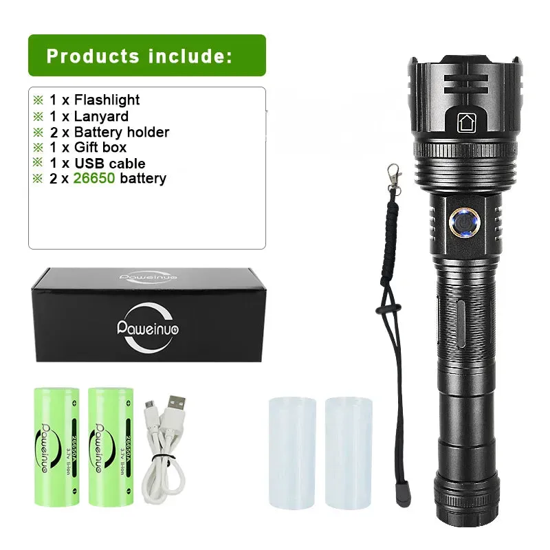 Super Bright Rechargeable Flashlight High Power Led Flashlights Powerful Torch Usb Tactical Lantern Zoom Lighting 1500Meter
