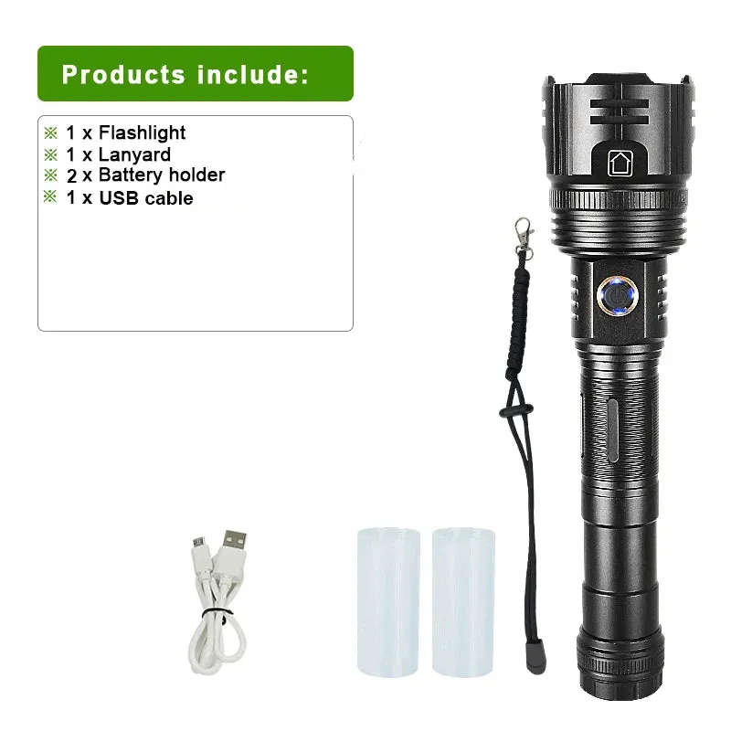 Super Bright Rechargeable Flashlight High Power Led Flashlights Powerful Torch Usb Tactical Lantern Zoom Lighting 1500Meter