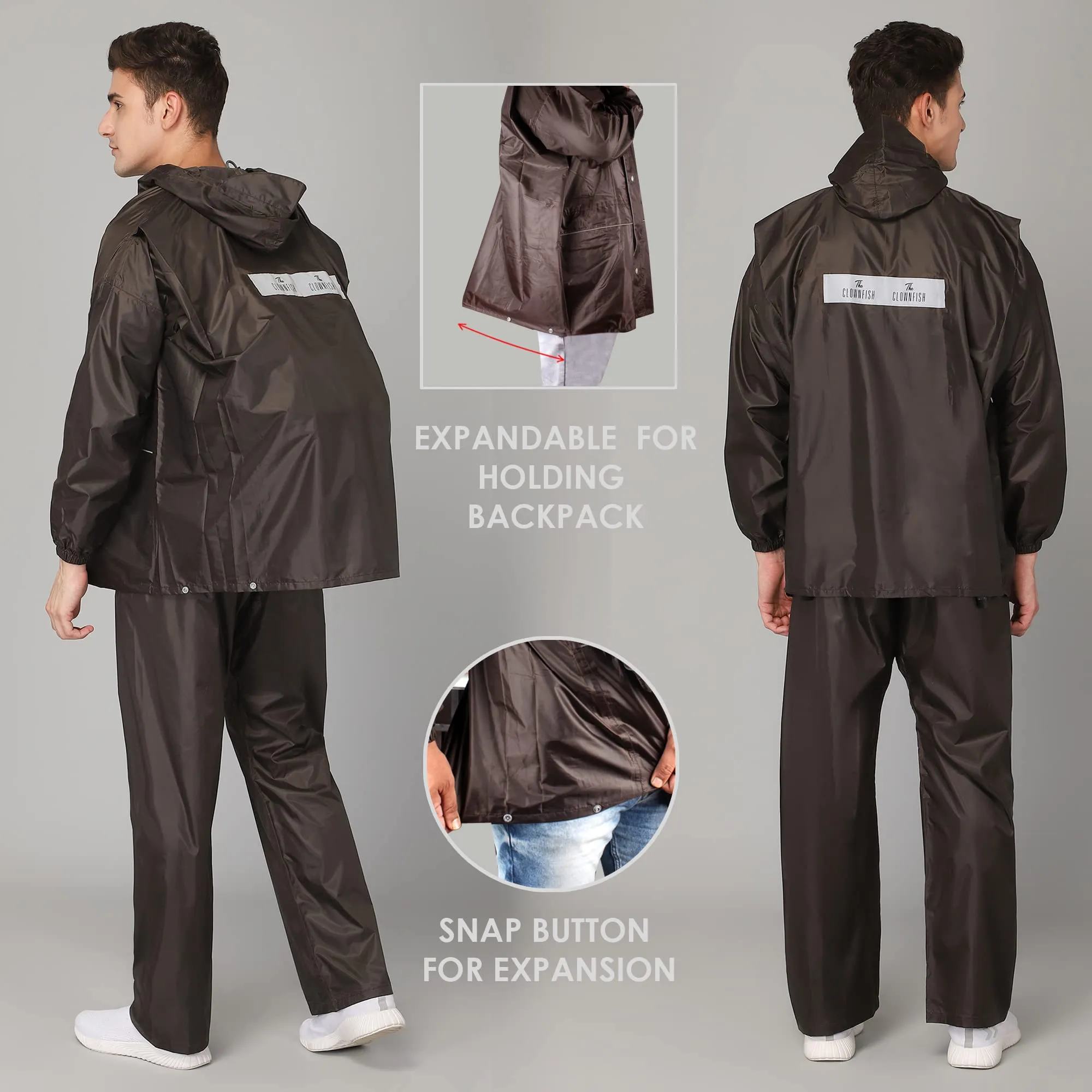 THE CLOWNFISH Men's A-Line Coat Charles Brown 2XL.
