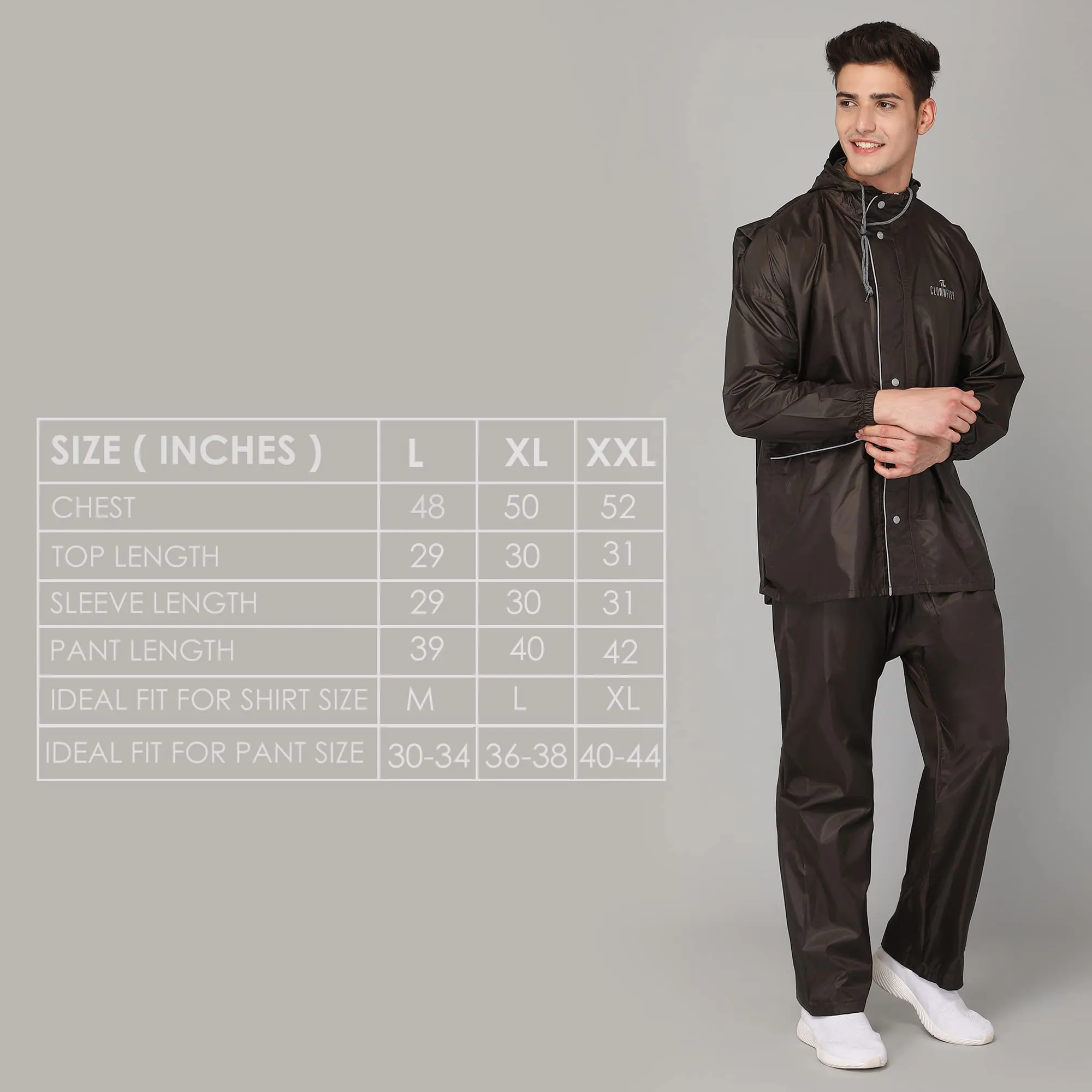 THE CLOWNFISH Men's A-Line Coat Charles Brown 2XL.