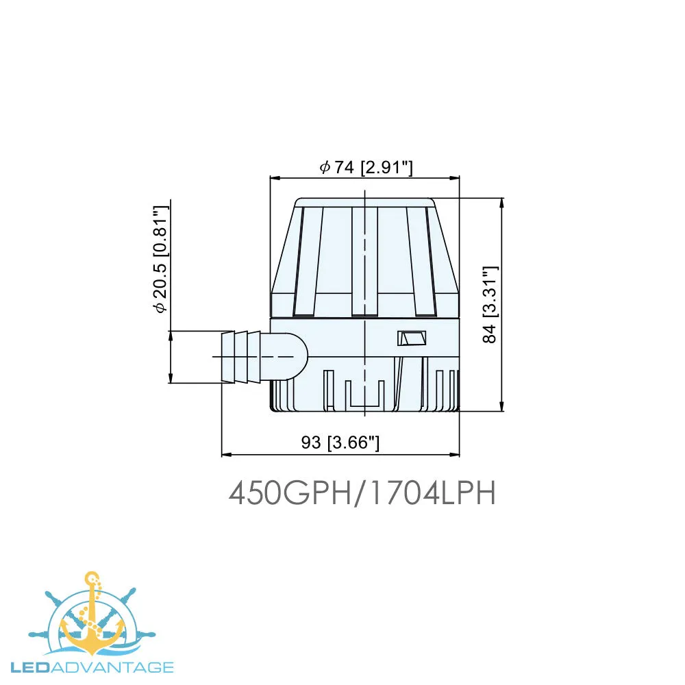 TMC Compact Bilge Pump 450GPH/900GPH 12V