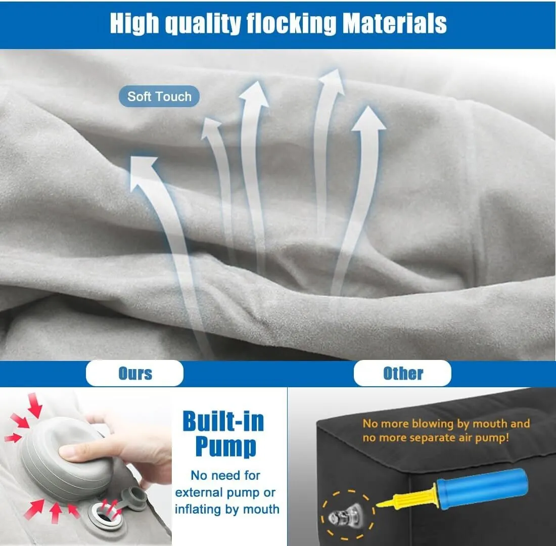 Travelest Inflatable Portable Travel Foot Leg Rest Pillow With Built-In Air Pump For Travel - Navy