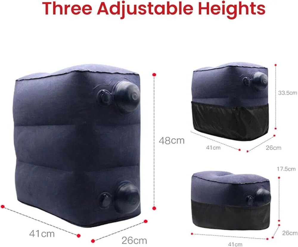 Travelest Inflatable Portable Travel Foot Leg Rest Pillow With Built-In Air Pump For Travel - Navy