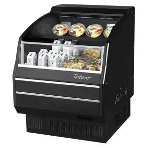 Turbo Air TOM-30LB-SP-A-N 5.1 cu.ft. 115V Black Interior Low Profile Mirror Sides Refrigerated Horizontal Open Display Case