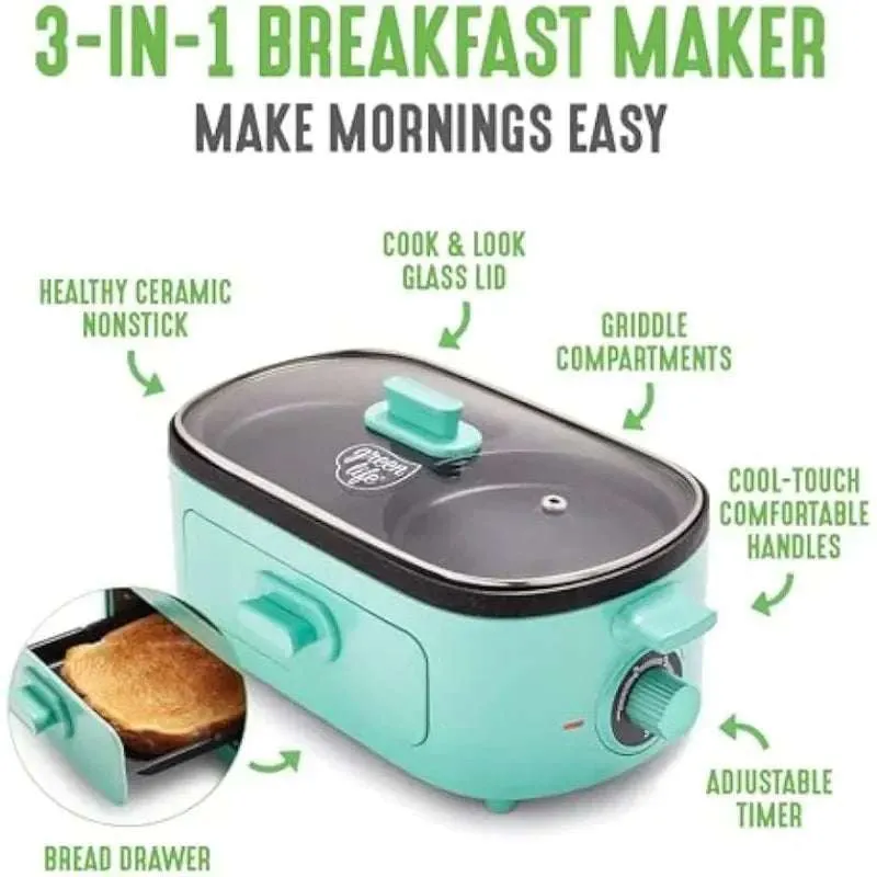 Turquoise 3-in-1 Breakfast Griddle