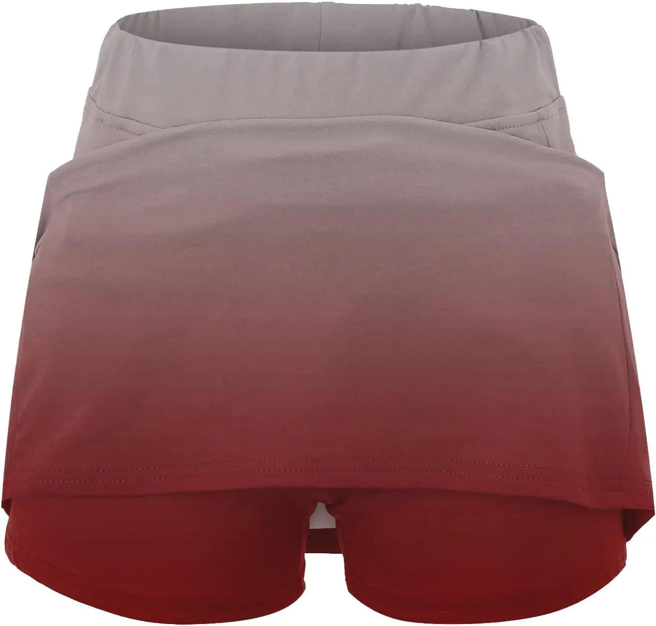 Womens Summer Athletic Culottes 2024 Fashionable Gradient Color Mid Waisted Shorts Pants Double Layer Tennis Yoga Pantskirts