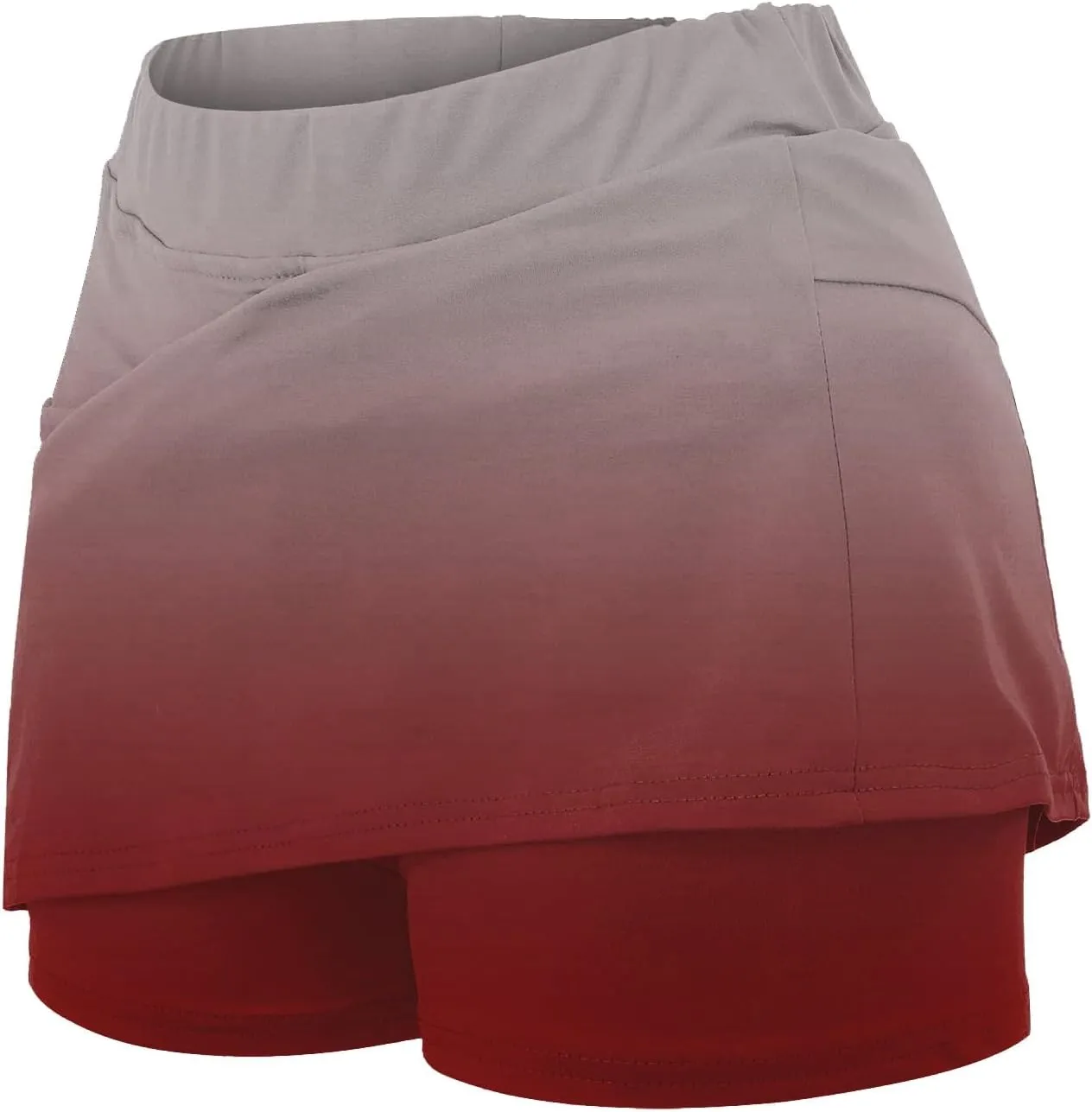 Womens Summer Athletic Culottes 2024 Fashionable Gradient Color Mid Waisted Shorts Pants Double Layer Tennis Yoga Pantskirts
